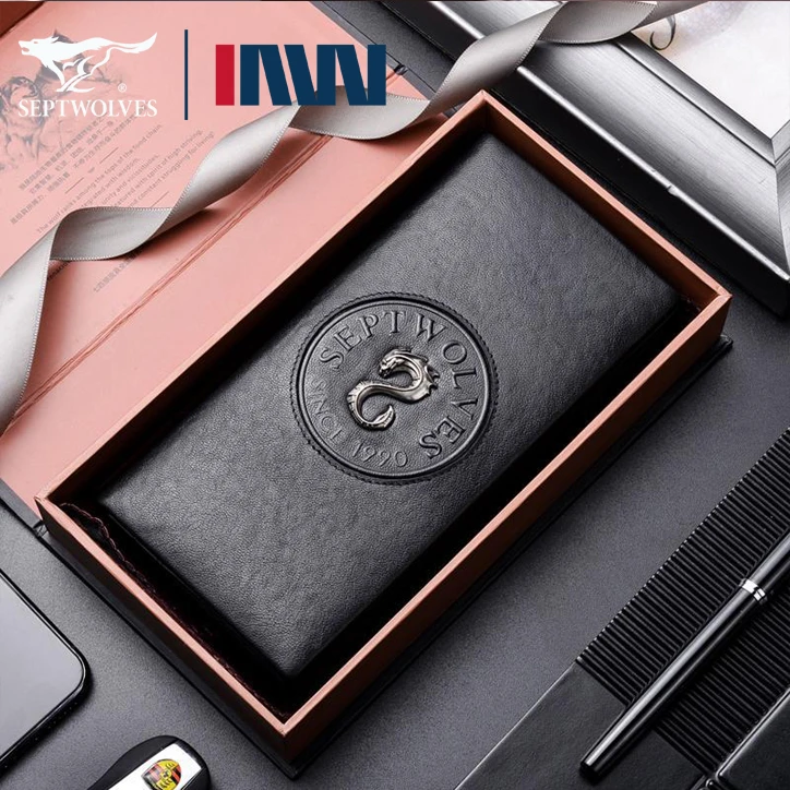 七匹狼男士钱包真皮长款多功能钱夹正品新款高档时尚男款牛皮卡包