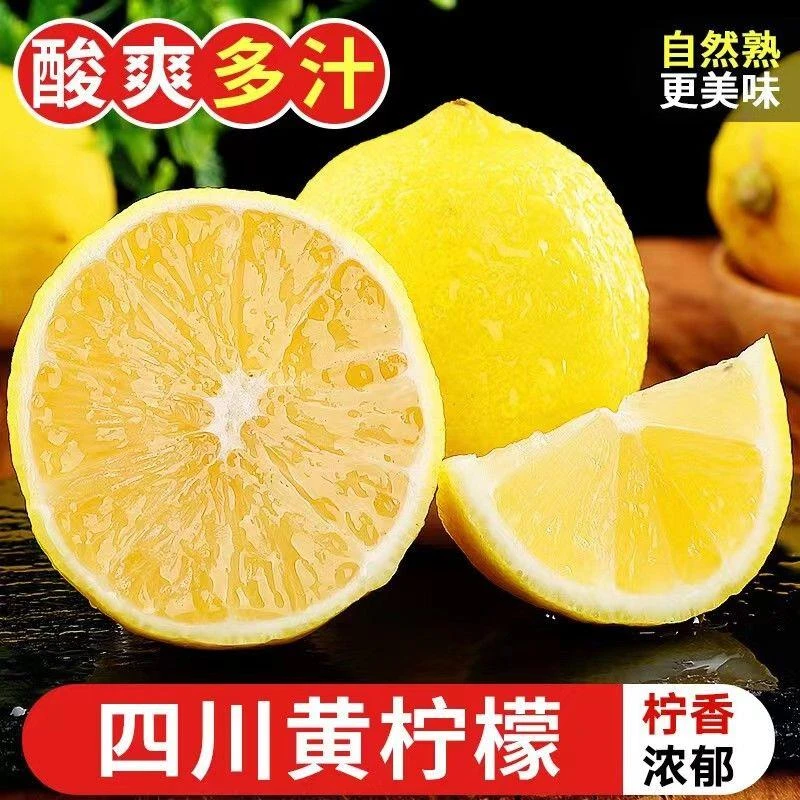 四川安岳黄柠檬新鲜水果奶茶店专用一级皮薄香水甜柠檬青现摘无籽