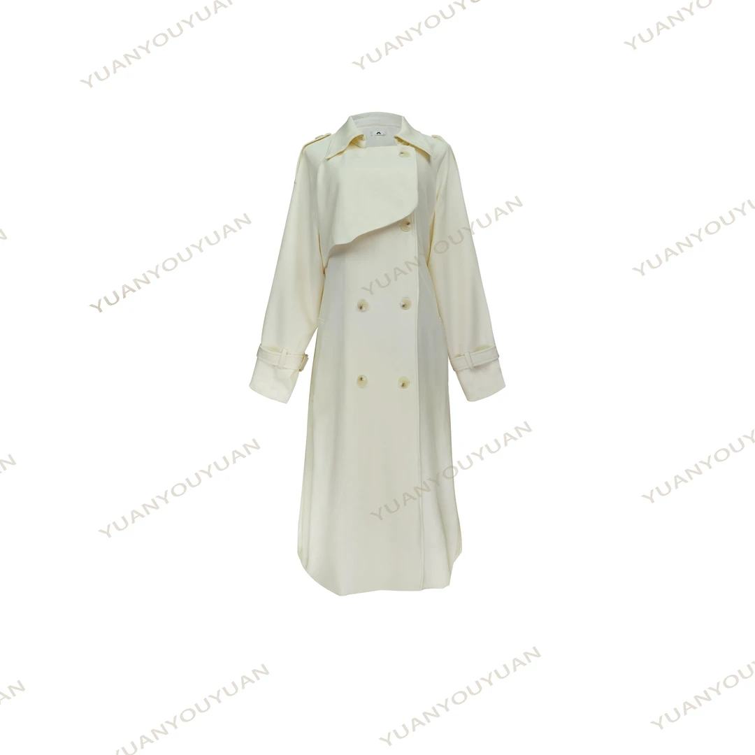 圆又圆特大码女装胖mm收腰英伦风卡其色中长款风衣外套2024新款