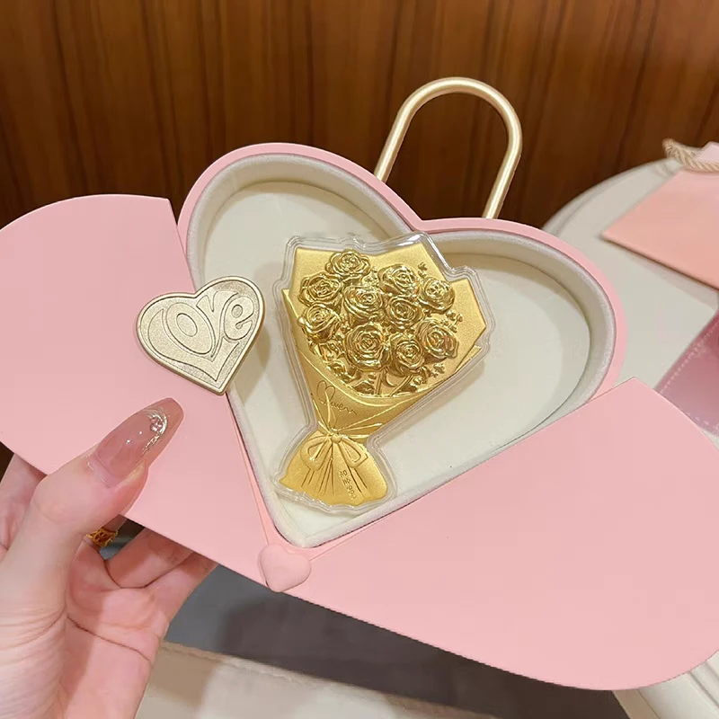 黄金手捧花礼盒玫瑰花永生花文创礼品生日快乐礼物订婚结婚伴手礼