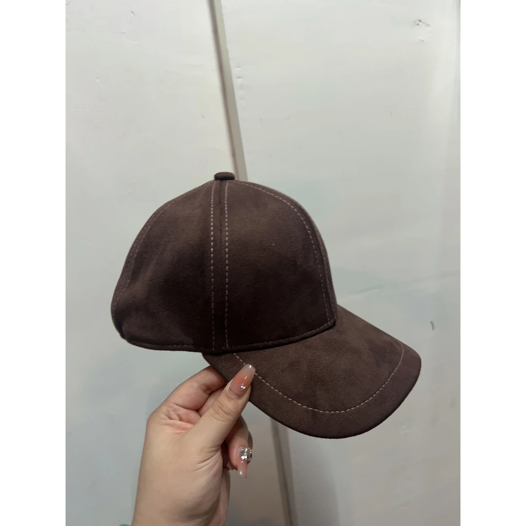 875#P0805新款美式复古绒面百搭简约韩版鸭舌帽