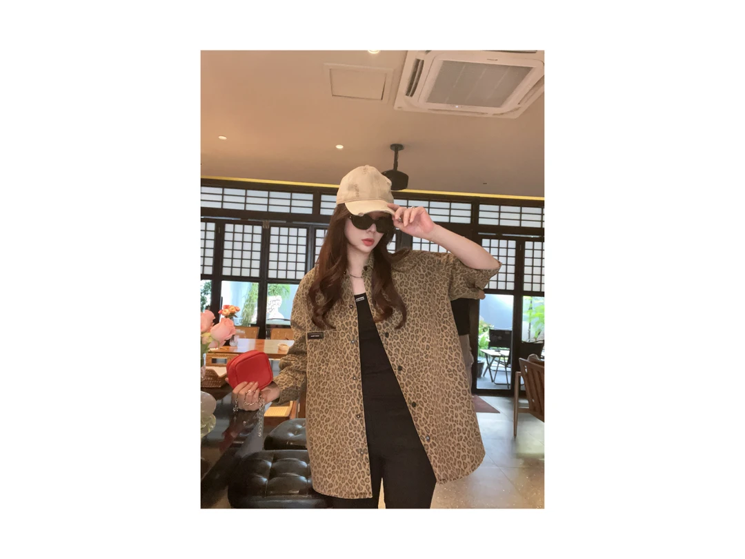 新款“豹纹衬衣”874#P01664末日美拉德风时髦上衣