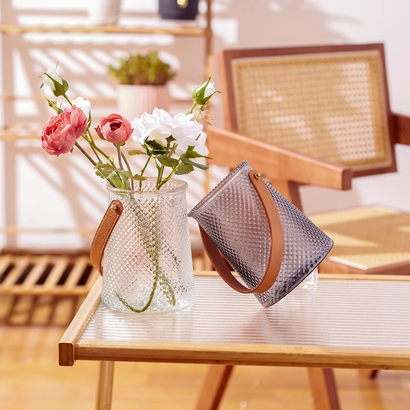 高级感网红花瓶摆件客厅极冻ins风玻璃透明大口水养插花居家装饰