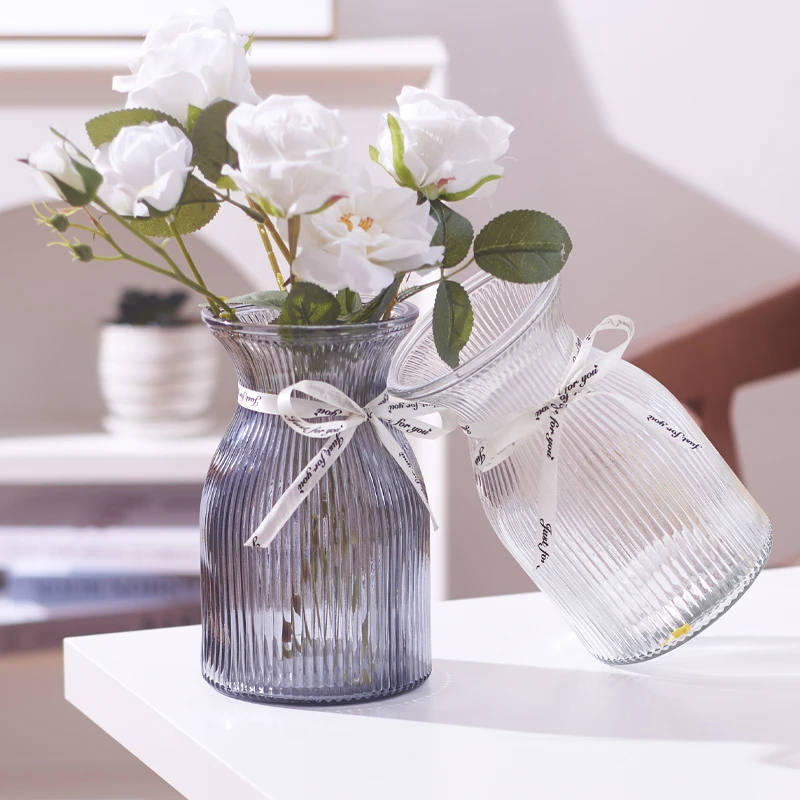 大口鲜花透明玻璃花瓶高颜值ins风客厅卧室桌面水养插花摆件装饰