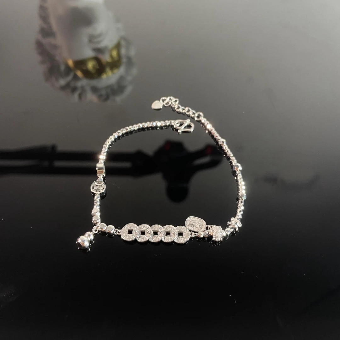 【芮泊珠宝】PT950铂金五帝币葫芦招财流苏手链（多退少补）铂金手链