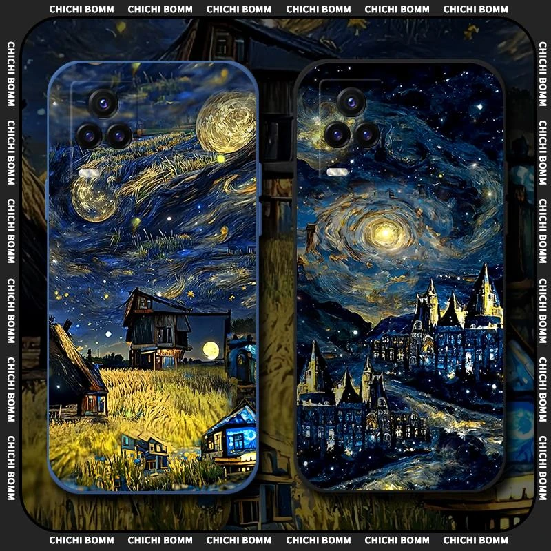 适用梵高星空个性魅族21note高级感meizu20pro液态硅胶18sp手机壳