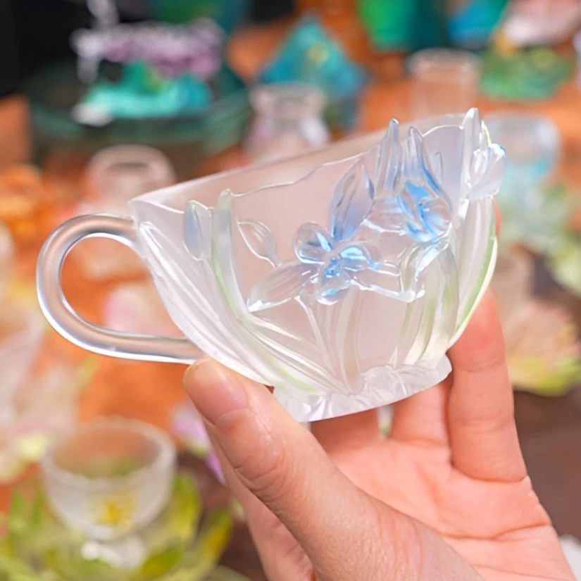 东方器韵-【十二花神琉璃1月兰花咖啡杯】高档纯手工品杯伴手礼