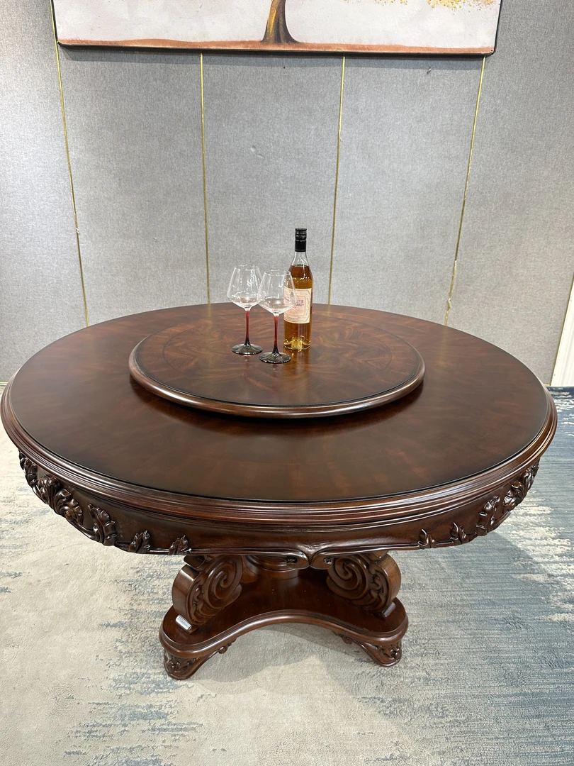 YCZ147 圆餐桌（1.35m+CY347餐椅 6个 美式复古雕花餐厅