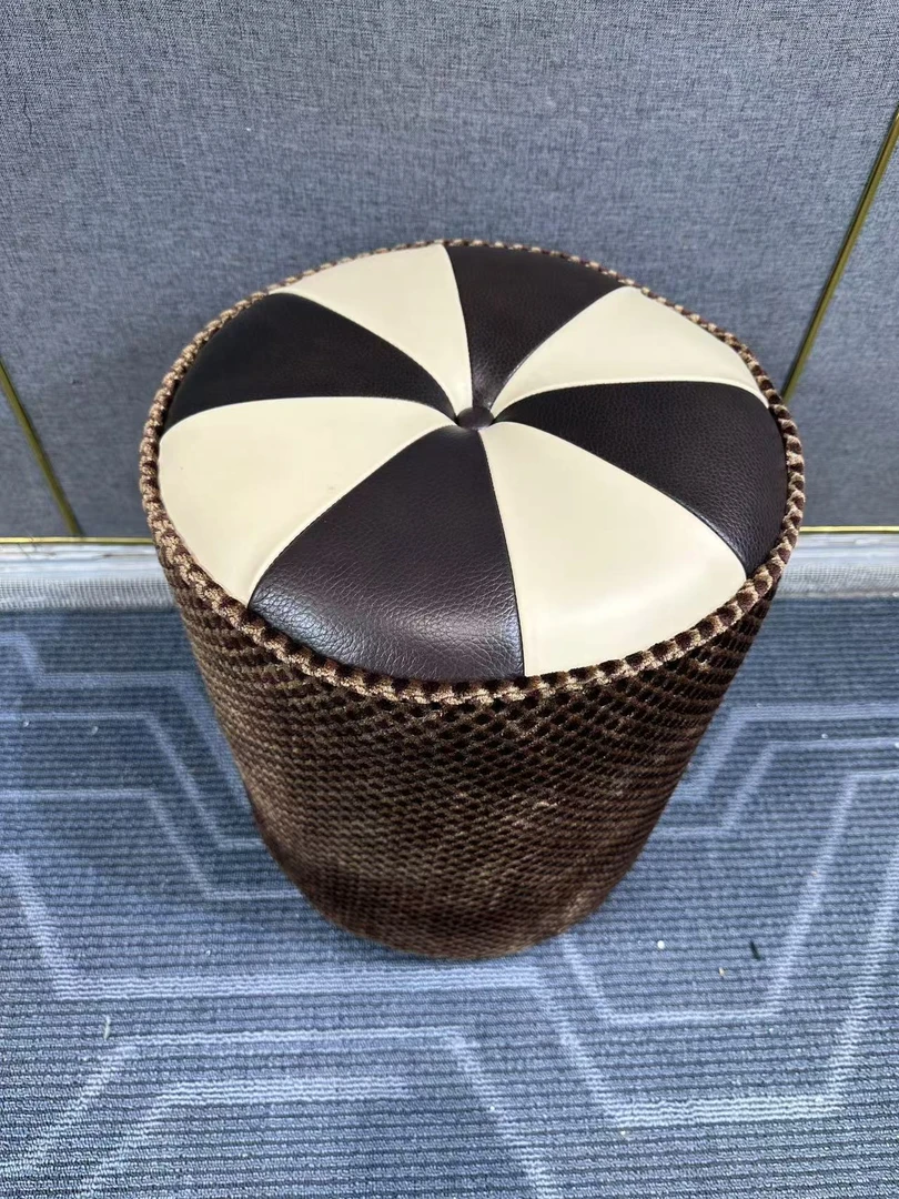 YD508圆凳360*360*430美式 真皮坐具