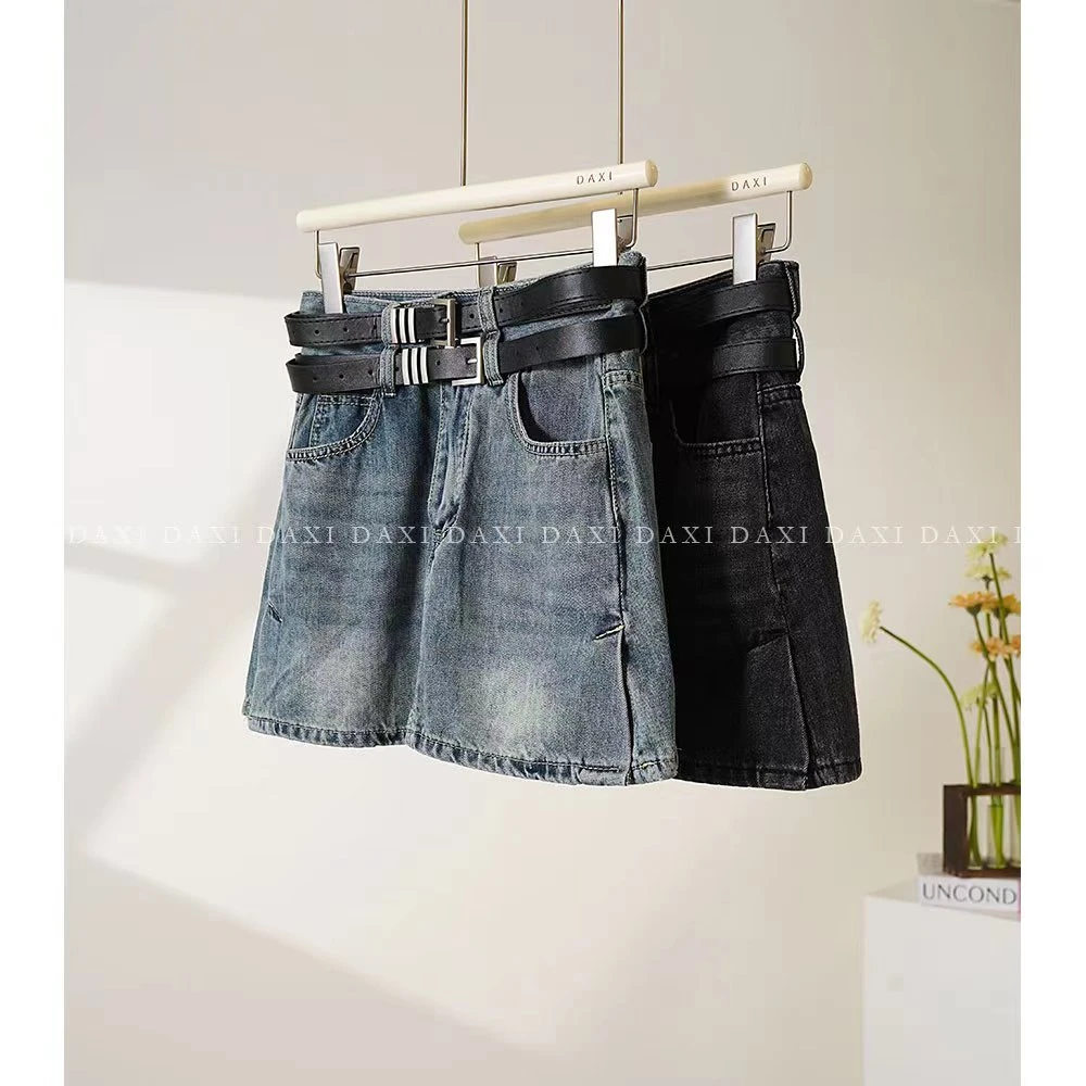 夏季新款复古牛仔短裙高腰显瘦时尚A字半身裙裤裙牛仔裙女款潮