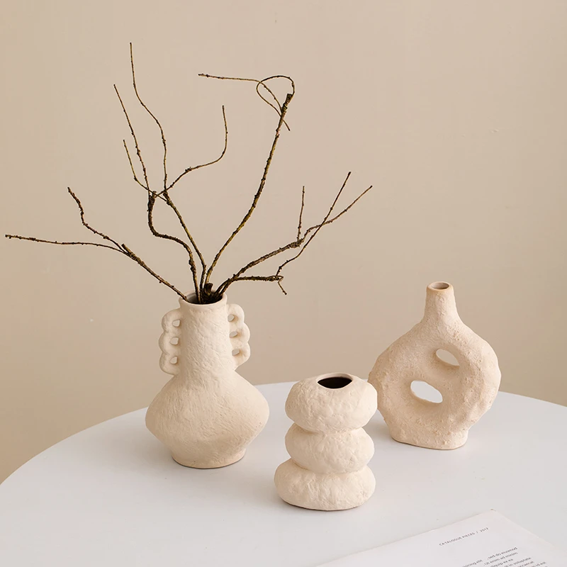 宿雨陶瓷花瓶摆件客厅插花大地效果高级感侘寂风复古酒店玄关花器