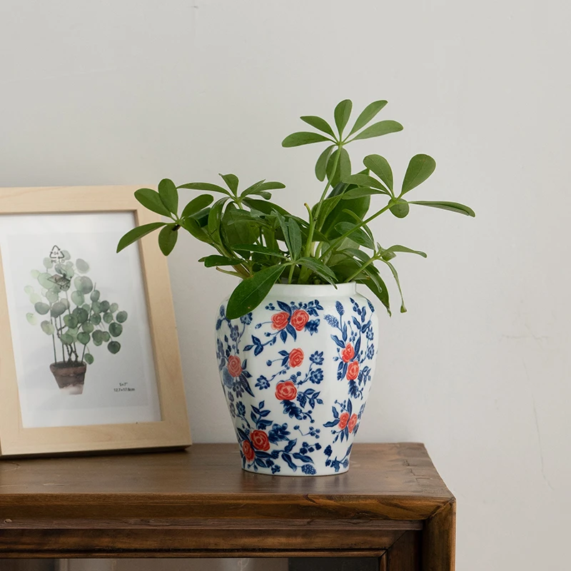新中式青花瓷花瓶陶瓷水养鲜花绿植花器家居装饰电视柜玄关摆件
