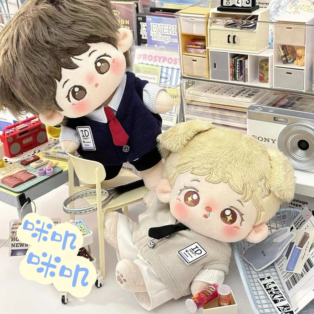 20cm现货娃衣学院制服裙衬衫领带男友风套装棉花娃娃换装衣服配饰