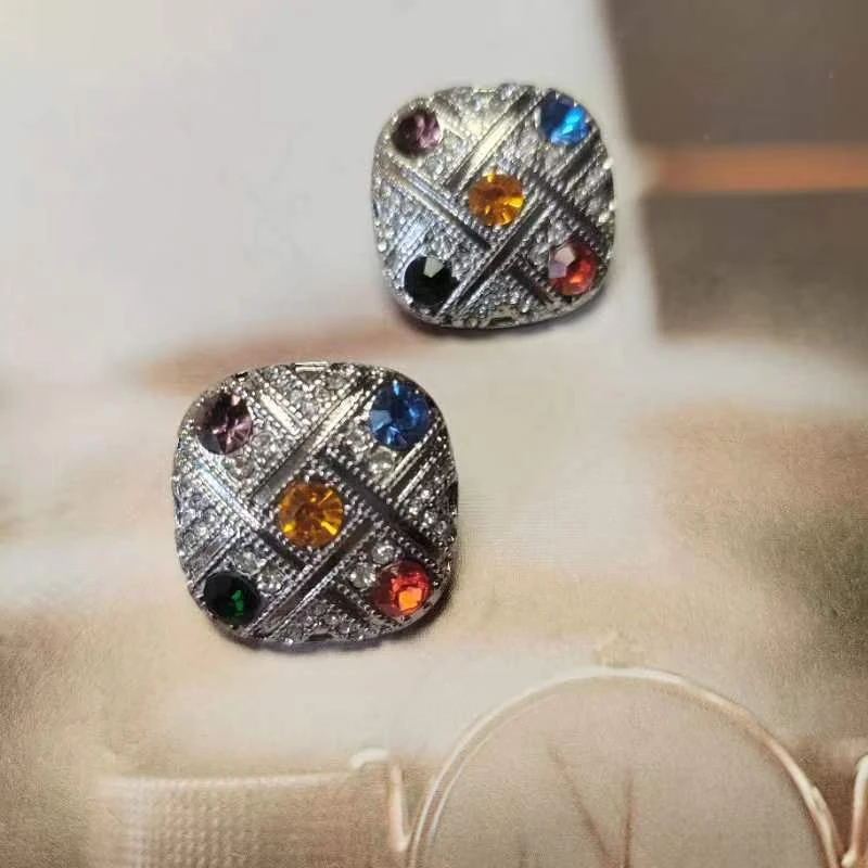 复古宫廷方形多色 饰品  气质法式重工手工中古宫廷风轻奢时尚