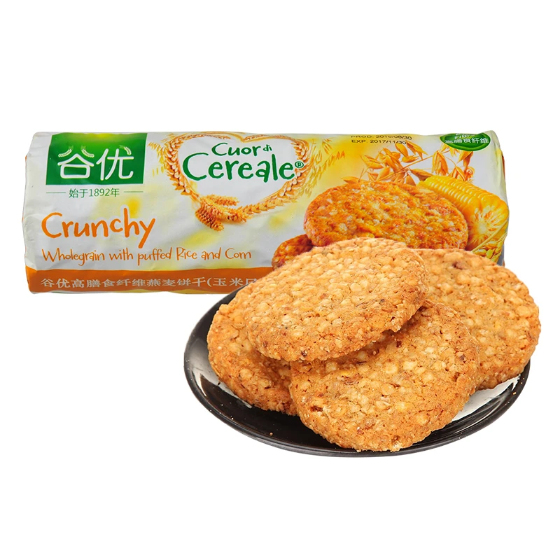 谷优脆饼膳食纤维燕麦饼干（玉米口味）265g/袋 西班牙原装进口好吃