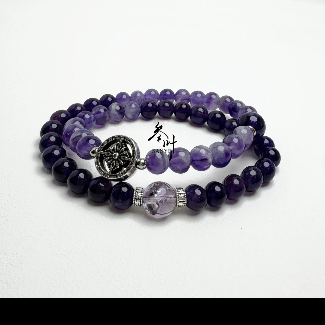 【九紫｜气运】新中式天然巴西紫水晶转运原创手串6MM