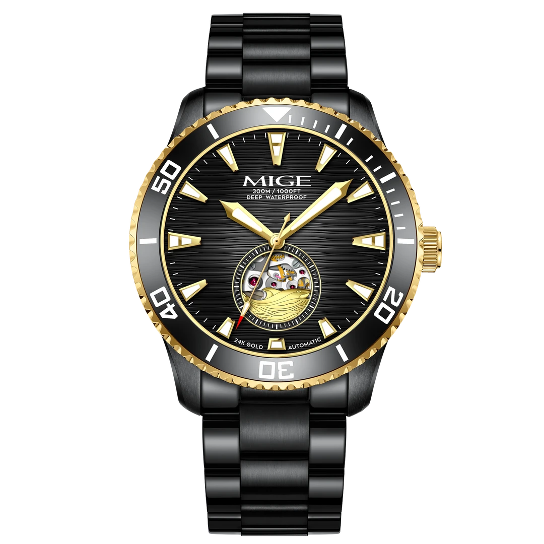 MIGE/米格男士全自动机械手表防水夜光k金时尚轻奢高档#537