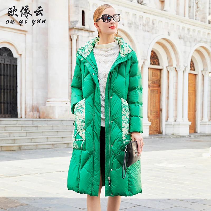 Y33750中年妈妈冬装羽绒服中长款气质洋气大口袋羽绒服女2023新款