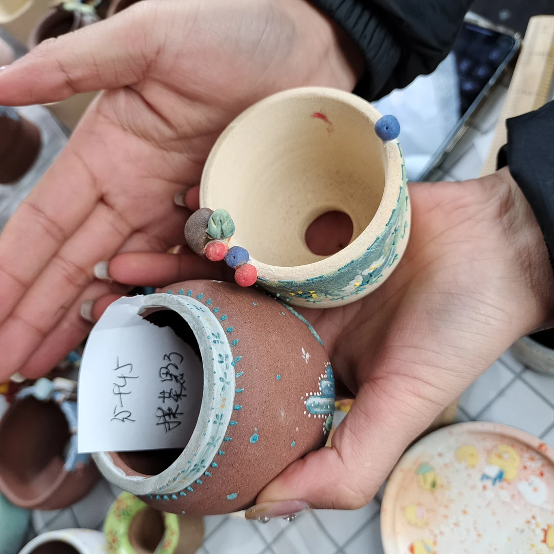 多肉花盆手绘盆  抹茶专拍