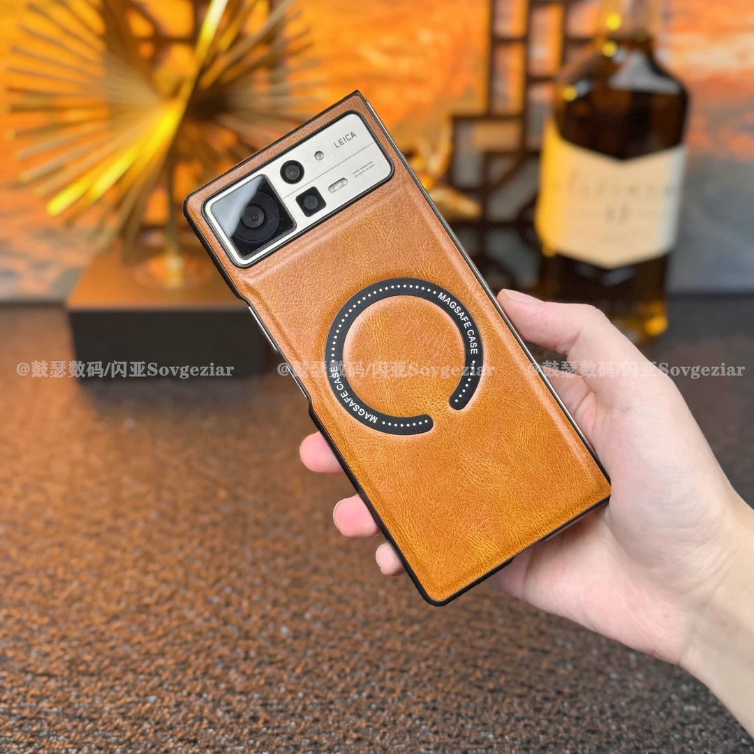 适用于小米Mix Fold2手机壳疯马纹磁吸防摔商务高端磁吸保护男