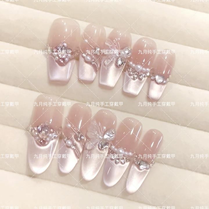 【蝶翩翩】纯手工穿戴甲美甲穿戴光疗甲冰透渐变流行纯欲四季流行