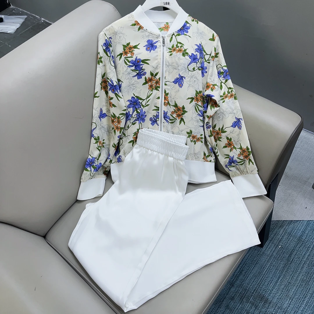 668#深圳南油时尚显瘦气质长袖休闲印花套装