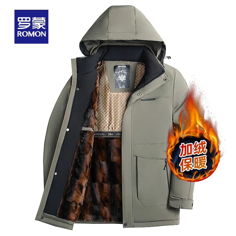 【加绒加厚+可拆卸帽】罗蒙男士短款棉服2024冬季新款保暖棉衣男