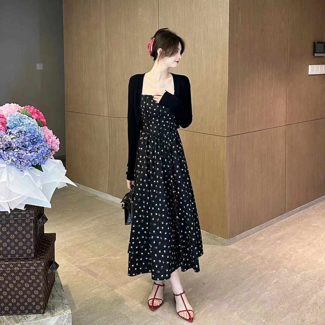 LUOZHIYIN/罗知音D39981Z碎花显瘦无袖吊带裙中长款收腰连衣裙