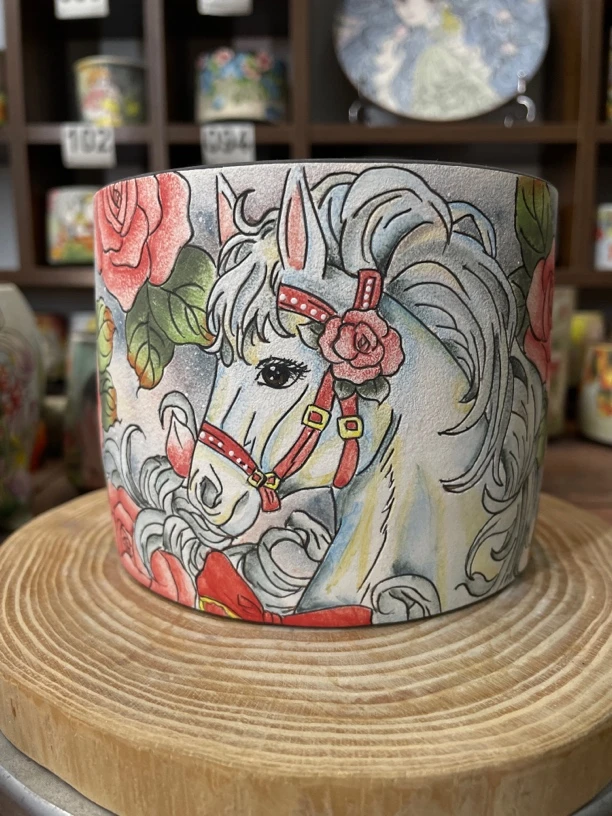 白马花盆，内口10.8，高9.6