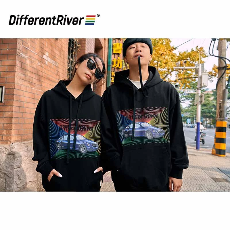 DifferentRiver秋冬【派对】主题款-经典商务车印花连帽休闲卫衣