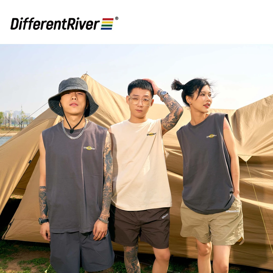 DifferentRiver2023夏季【假日】露营系列-运动字母刺绣无袖背心