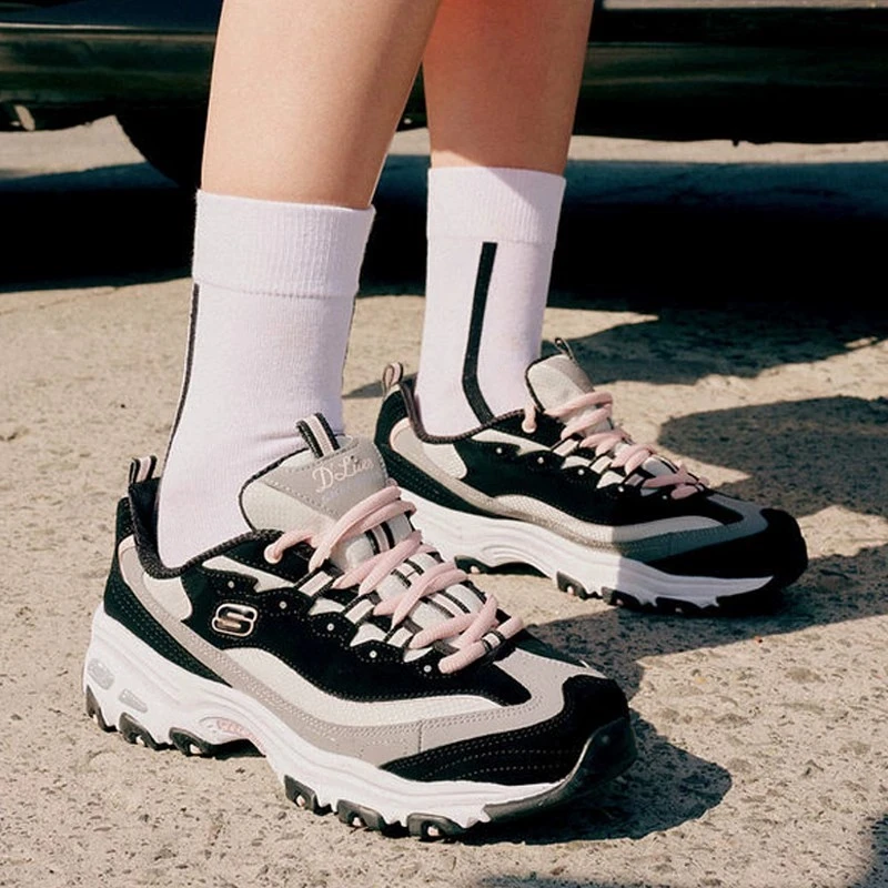 斯凯奇SKECHERS小粉熊黑糖牛乳女鞋老爹鞋运动休闲熊猫鞋