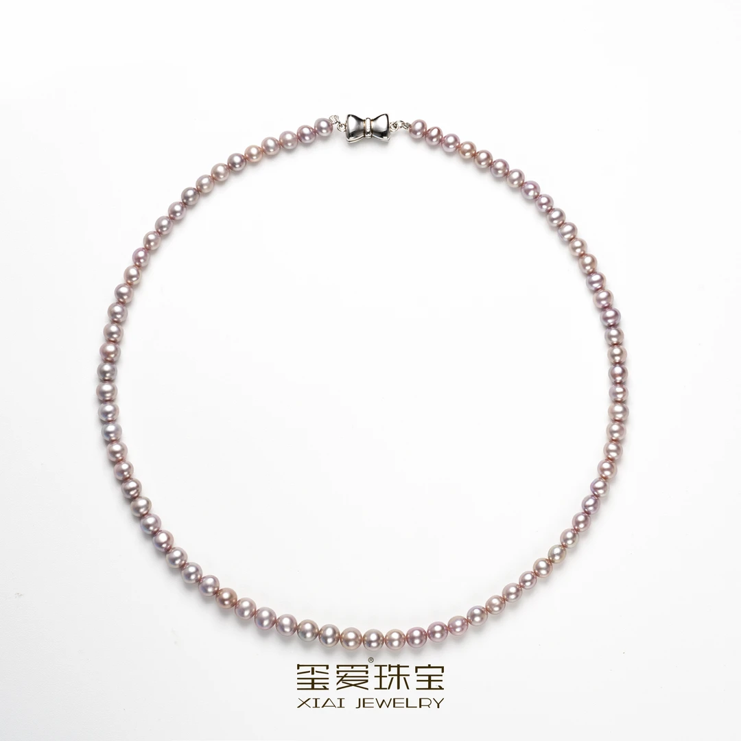 XIAI/玺爱【TY-11071】气质百搭款紫色珍珠蝴蝶扣4-5mm仙女项链