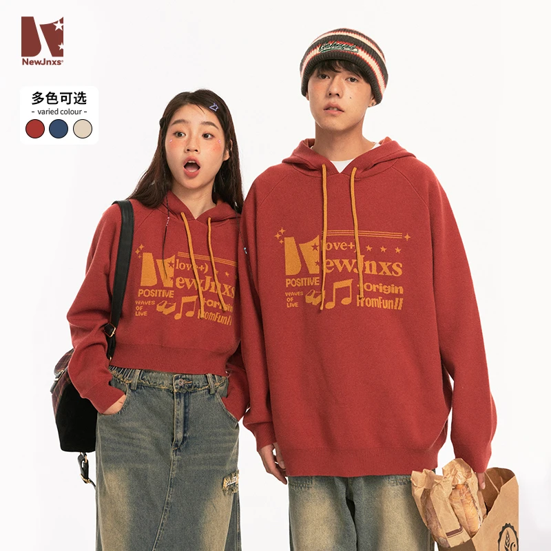 插肩袖连帽针织毛衣秋冬潮牌情侣装卫衣JN33C36