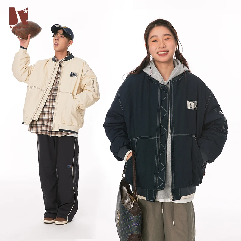 【柴碧云专属】江南先生复古飞行员夹克棉衣男女冬季情侣JN34H47