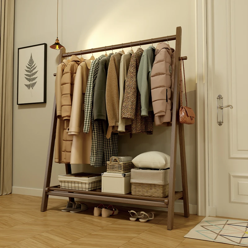 木屋记实木衣帽架衣架落地卧室家用挂衣架轻奢简易晾衣架房间衣架