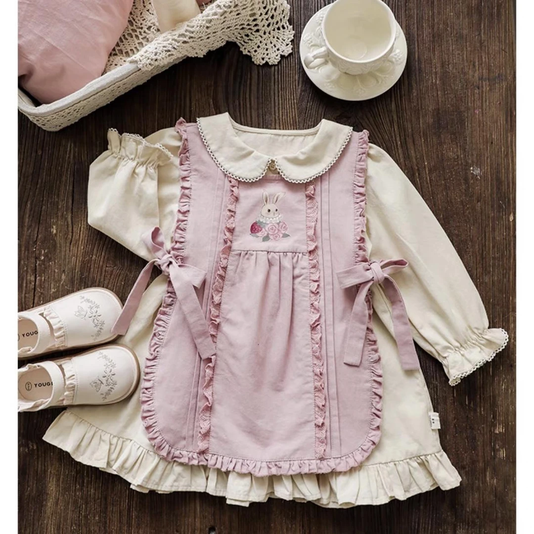 女童洛可可风套装儿童时尚高腰连衣裙秋季蝴蝶结外套多件套潮