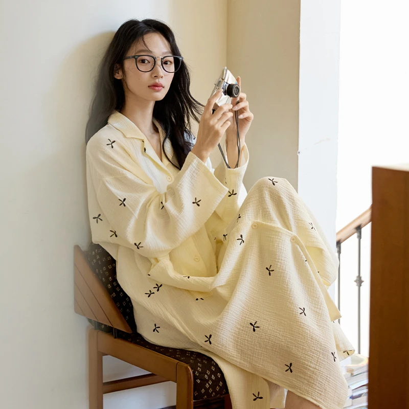 微醺小姐睡裙女纯棉秋装2024年新款高级感秋季亲肤舒适家居服睡衣