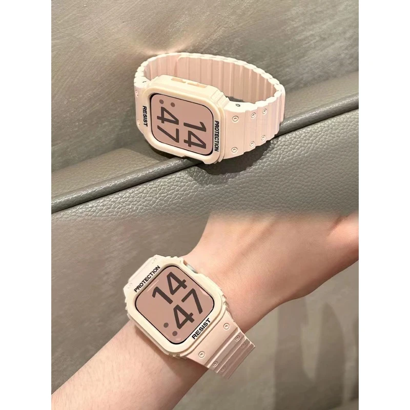 适用于AppleWatch新款一体磁吸硅胶运动苹果手表iwatch87SE代表带