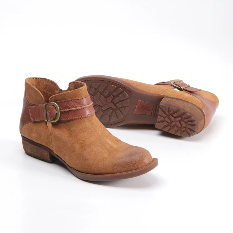 高智淡人出口美国时尚个性短靴真皮手工缝制复古气质拼色裸靴女