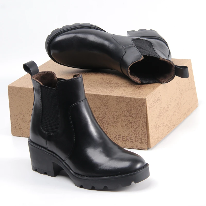 保暖时尚加绒足弓支撑舒适真皮百搭切尔西靴东北棉靴女短靴女靴