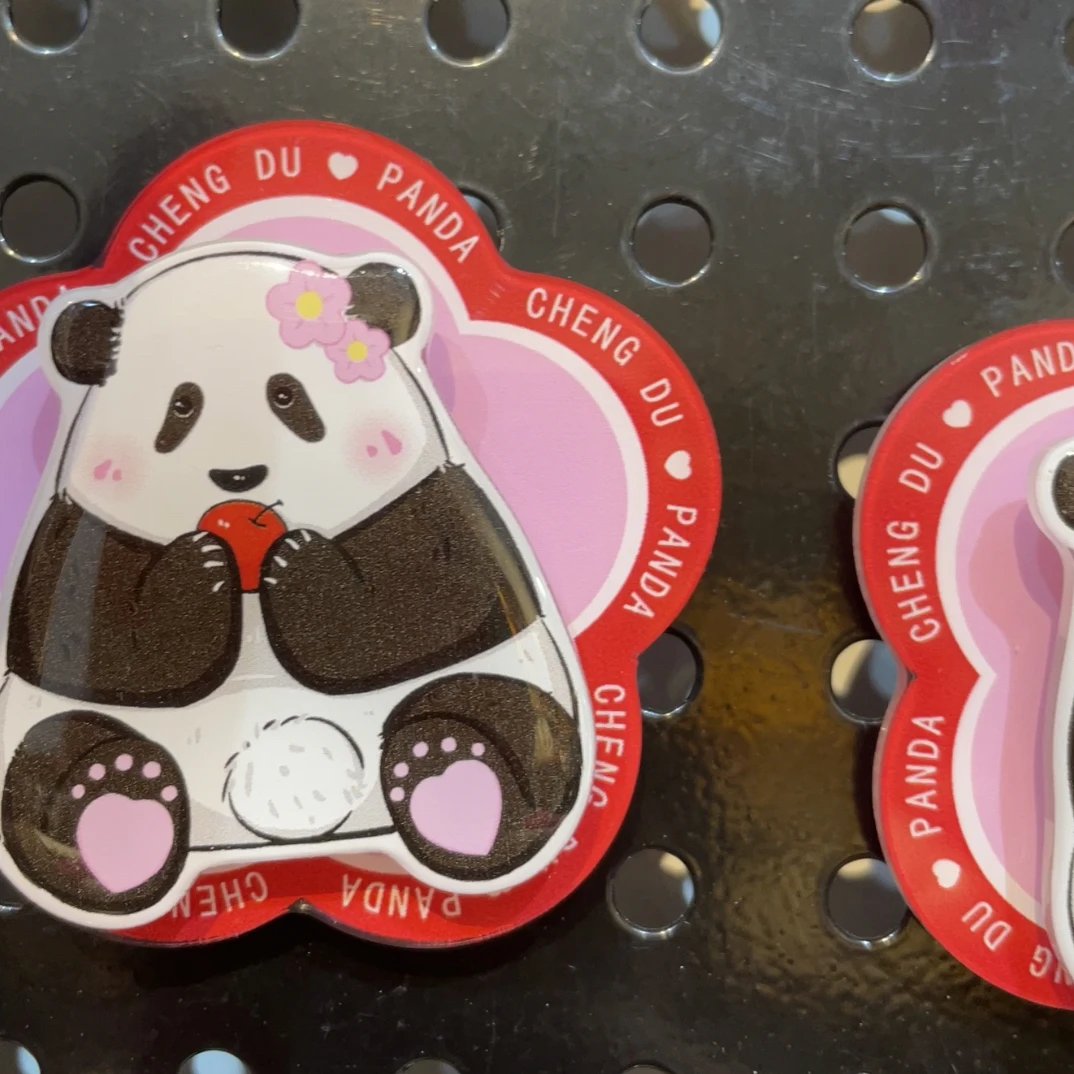 成都旅游纪念品熊猫花花旋转冰箱贴磁吸装饰品