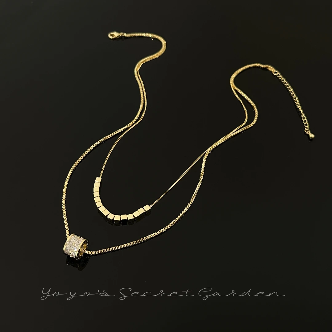 铜合金项链 滚筒小蛮腰双层叠戴项链气质轻奢不可以分开戴 1818