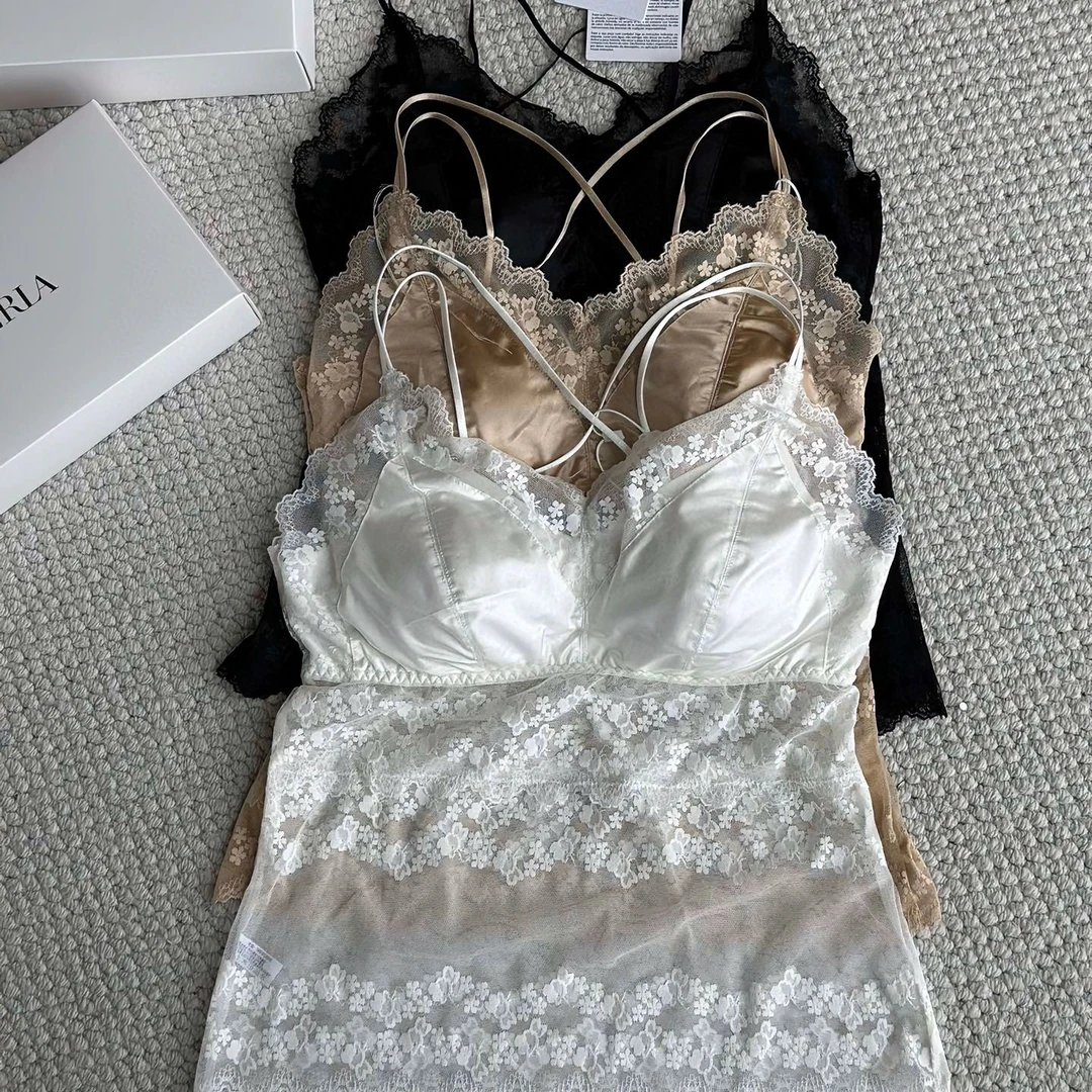 coco家气质百搭时尚法式蕾丝性感显瘦净版打底夏季吊带背心9889