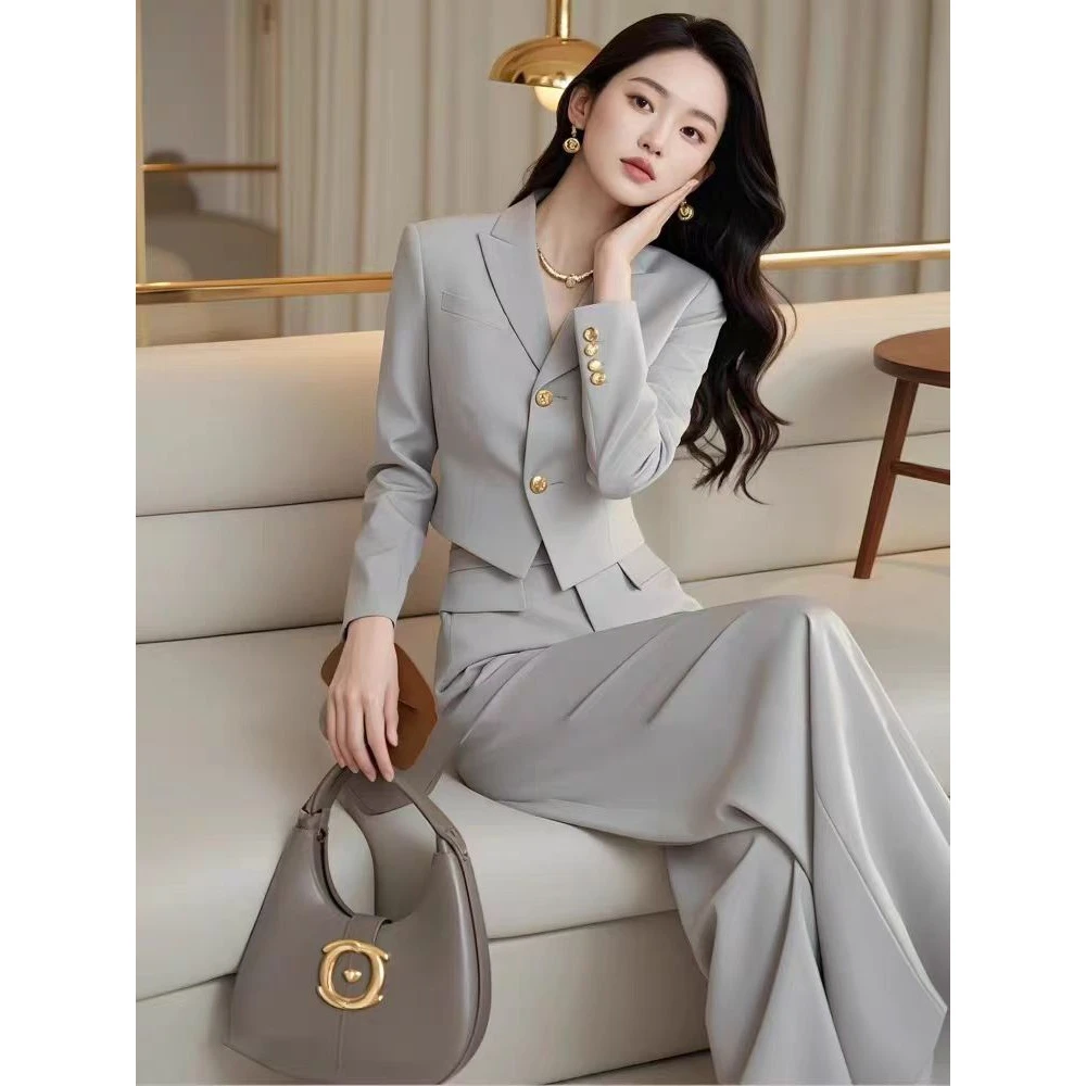 冷淡系独特别致时尚大方得体小香风西装外套裤子职业套装女初秋款