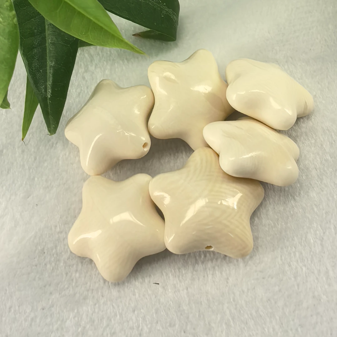 天然猛犸牙玉化料精工五角星配饰 吊坠背云提溜 钥匙链手机链diy