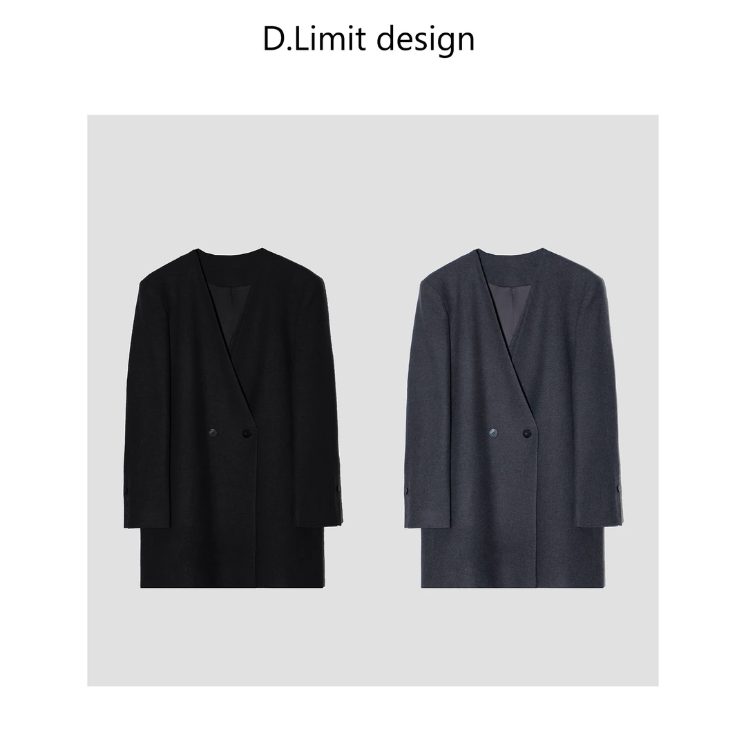 【D.Limit design】极简风宽松无领西装外套DLJA3658