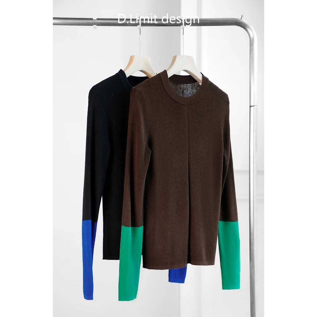 【D.Limit design】时尚拼色袖口圆领针织衫(12--15)
