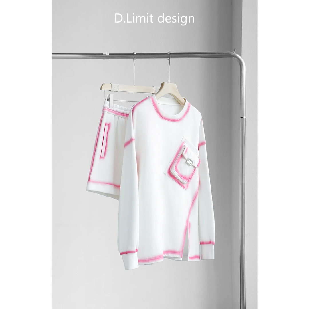 【D.Limit design】时尚粉色晕染描边宽松套装（7）DL