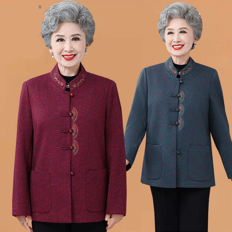 奶奶秋冬季外套中老年人女新款长袖唐装上衣妈妈装秋冬衣服60岁70